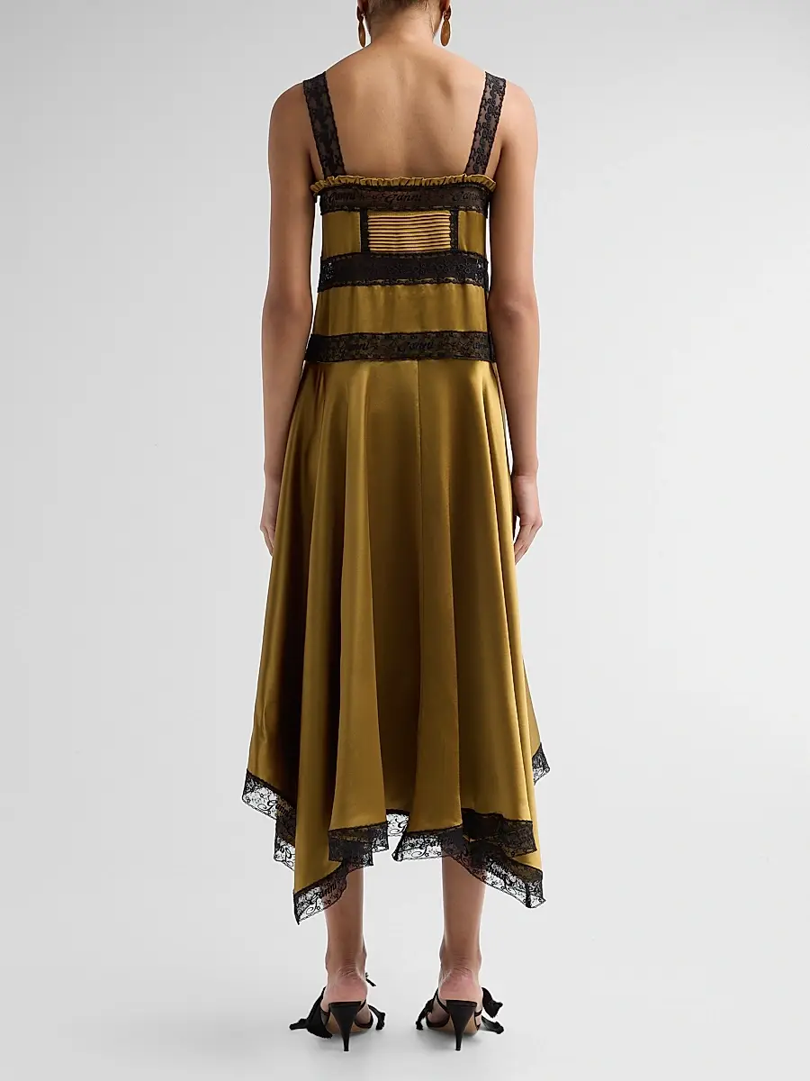 Ganni Women's Contrast Lace-Trim Satin Slipdress | Thumbnail 3 Ganni Women's Contrast Lace-Trim Satin Slipdress | Thumbnail 3