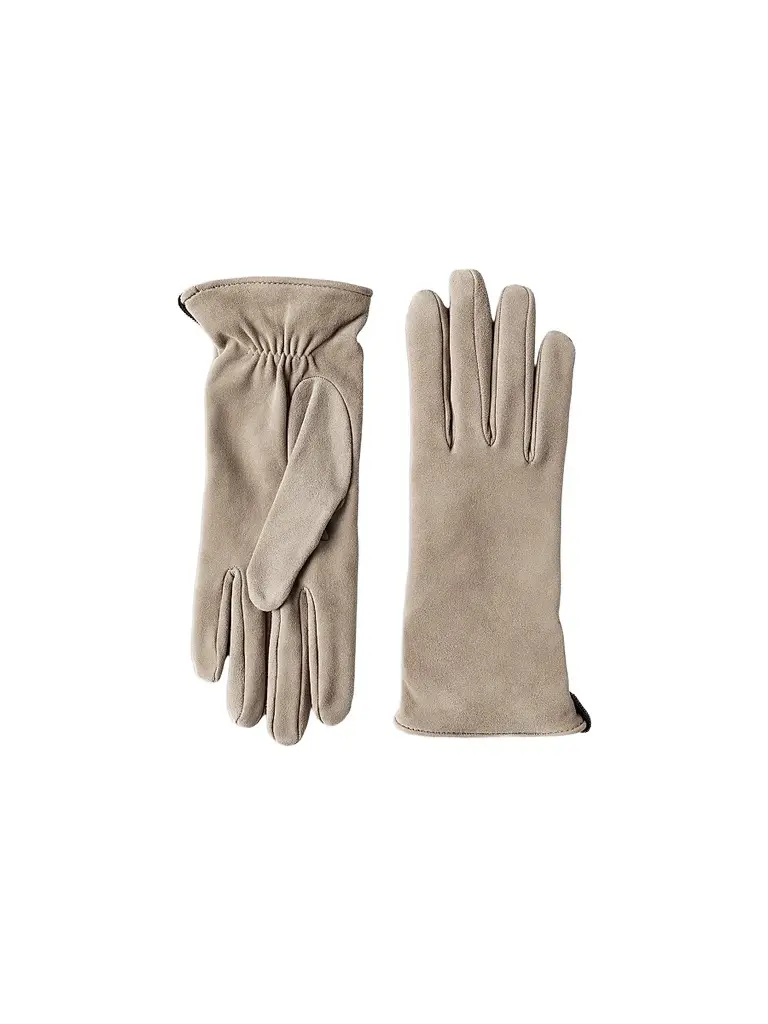 Brunello Cucinelli Women's Suede Gloves with Monili - Beige | Image 1 Brunello Cucinelli Women's Suede Gloves with Monili - Beige | Image 1