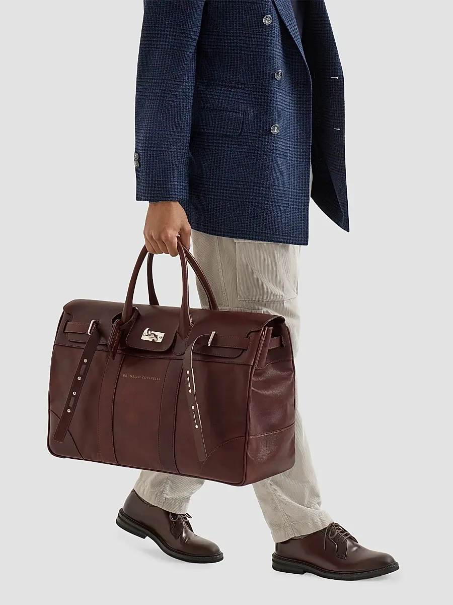 Brunello Cucinelli Men's Calfskin Country Weekender Bag | Thumbnail 2 Brunello Cucinelli Men's Calfskin Country Weekender Bag | Thumbnail 2