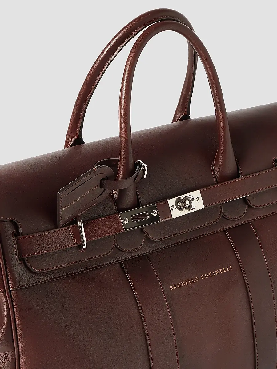 Brunello Cucinelli Men's Calfskin Country Weekender Bag | Thumbnail 4 Brunello Cucinelli Men's Calfskin Country Weekender Bag | Thumbnail 4
