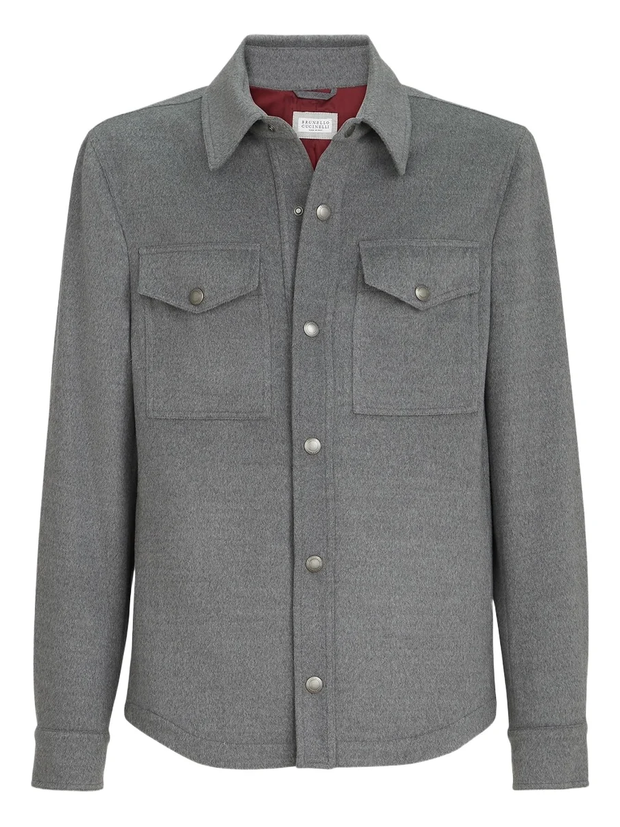 Brunello Cucinelli Men's Lightweight Virgin Wool Cloth Shirt-Style Outerwear Jacket