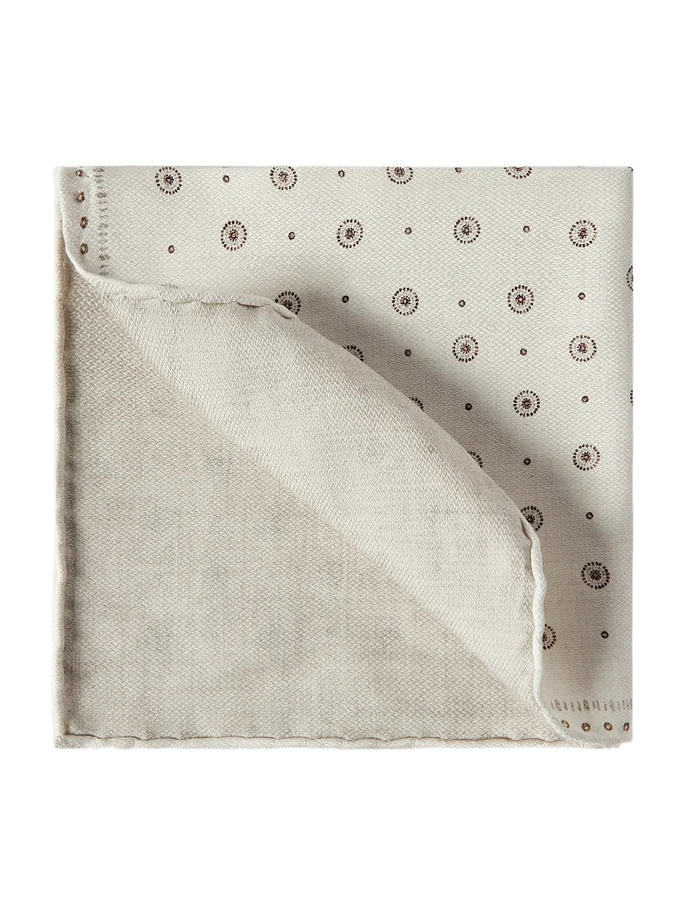 Men's Silk Pocket Square with Geometric Design - Butter