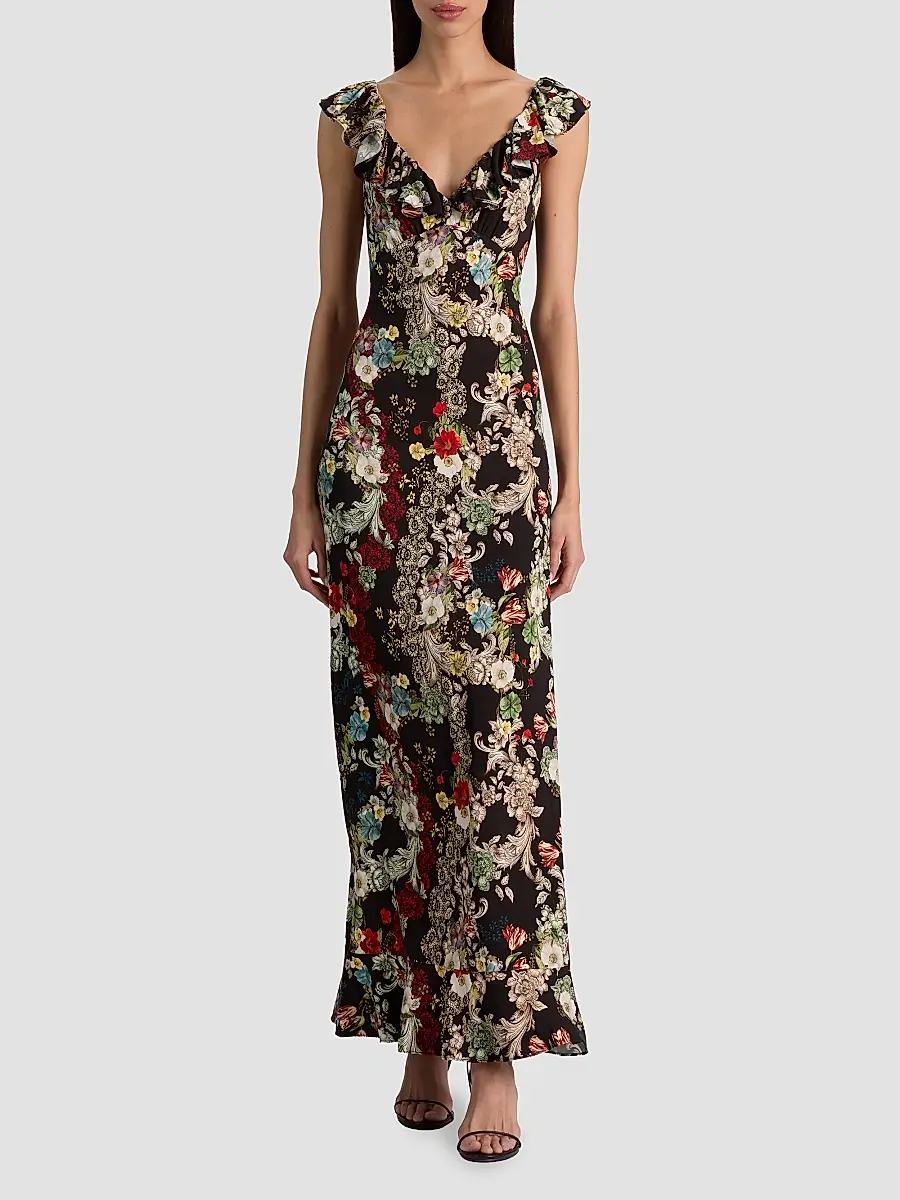 Alice + Olivia Women's Gemma Floral Ruffle Maxi Dress | Thumbnail 2