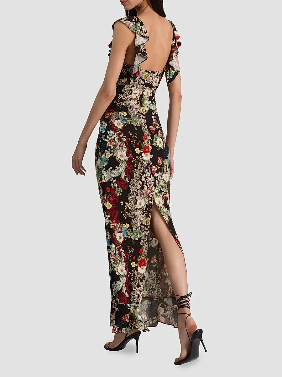 Alice + Olivia Women's Gemma Floral Ruffle Maxi Dress | Thumbnail 3