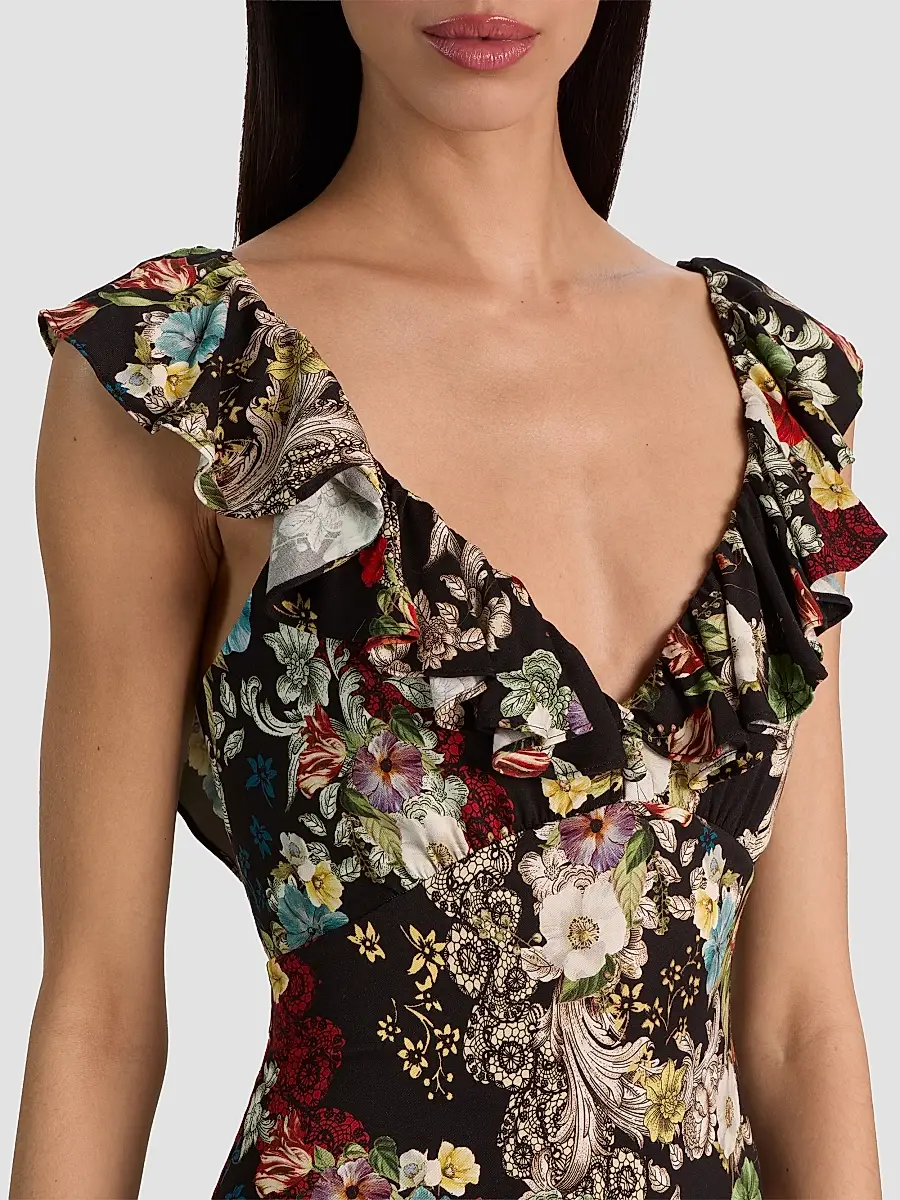 Alice + Olivia Women's Gemma Floral Ruffle Maxi Dress | Thumbnail 4