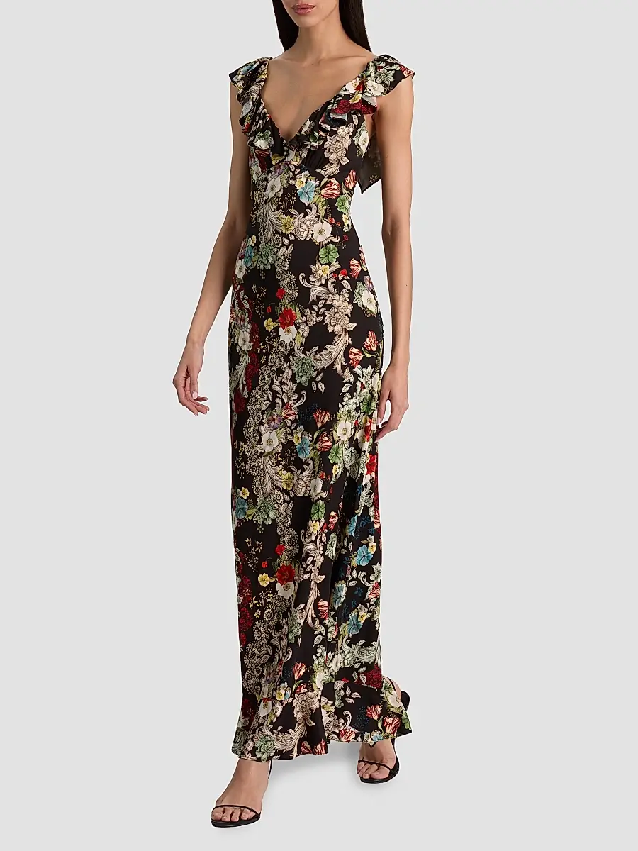 Alice + Olivia Women's Gemma Floral Ruffle Maxi Dress | Thumbnail 5