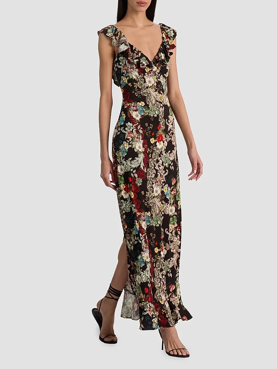 Alice + Olivia Women's Gemma Floral Ruffle Maxi Dress | Thumbnail 6
