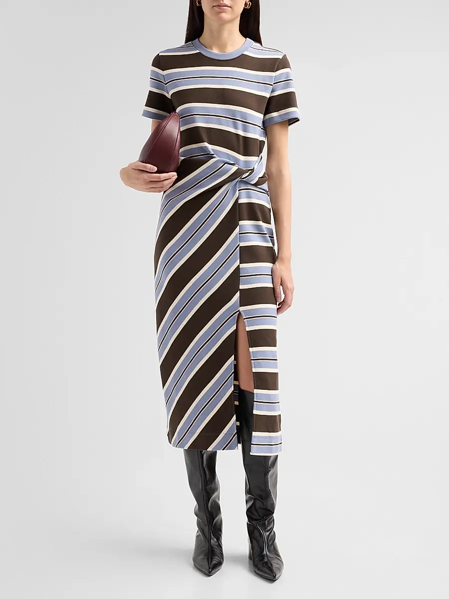 TANYA TAYLOR Women's Cody Striped Stretch-Cotton Crewneck Midi Dress | Thumbnail 2 TANYA TAYLOR Women's Cody Striped Stretch-Cotton Crewneck Midi Dress | Thumbnail 2