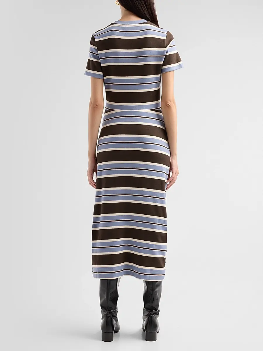 TANYA TAYLOR Women's Cody Striped Stretch-Cotton Crewneck Midi Dress | Thumbnail 3 TANYA TAYLOR Women's Cody Striped Stretch-Cotton Crewneck Midi Dress | Thumbnail 3