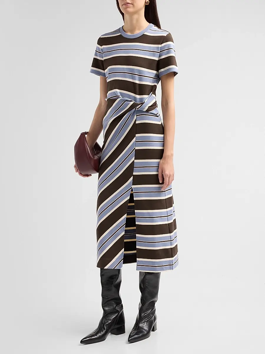 TANYA TAYLOR Women's Cody Striped Stretch-Cotton Crewneck Midi Dress | Thumbnail 4 TANYA TAYLOR Women's Cody Striped Stretch-Cotton Crewneck Midi Dress | Thumbnail 4
