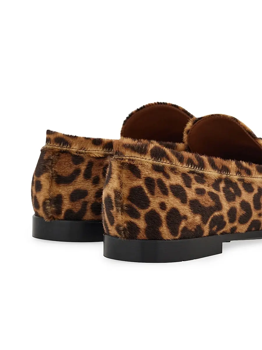 Ferragamo Women's Soldy Leopard-Print Calf Hair Leather Loafers | Thumbnail 7