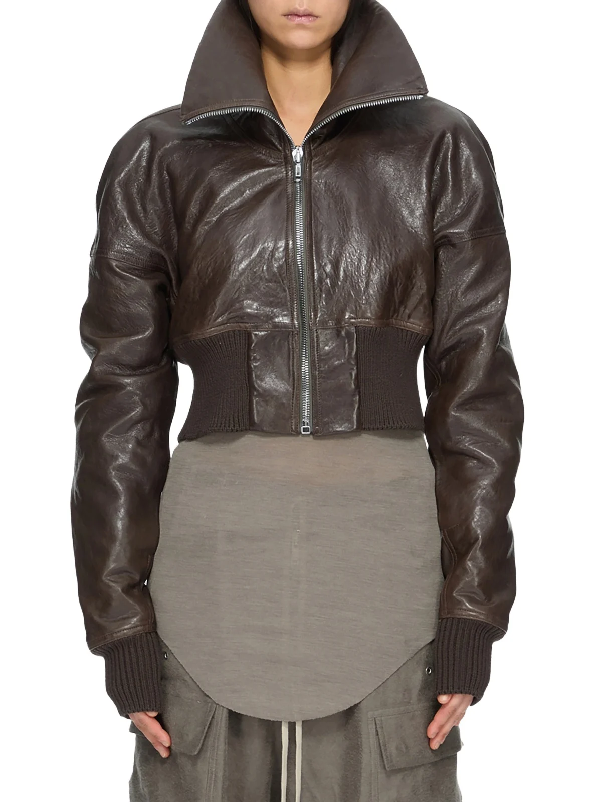Women's Dracuflight Leather Zip-Up Bomber Jacket Women's Dracuflight Leather Zip-Up Bomber Jacket