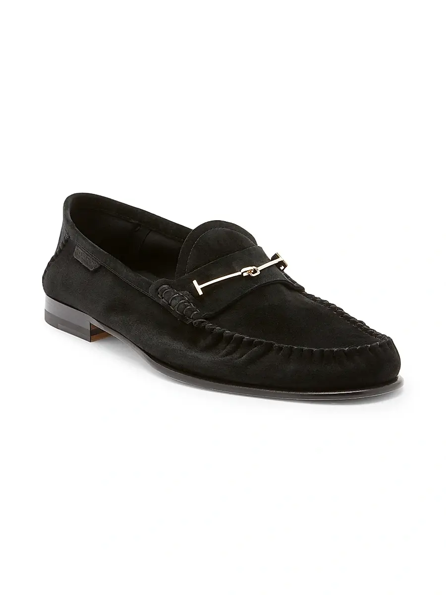 Tom Ford Women's Moc-Toe Suede Bit Loafers | Thumbnail 2