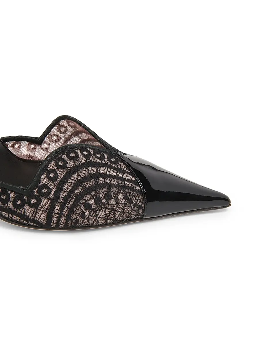 Tom Ford Women's 105MM Patent Leather & Lace Pumps - Black | Thumbnail 5 Tom Ford Women's 105MM Patent Leather & Lace Pumps - Black | Thumbnail 5