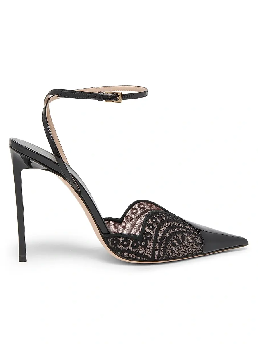 Tom Ford Women's 105MM Patent Leather & Lace Pumps - Black - Size 10.5 | Image 1 Tom Ford Women's 105MM Patent Leather & Lace Pumps - Black - Size 10.5 | Image 1