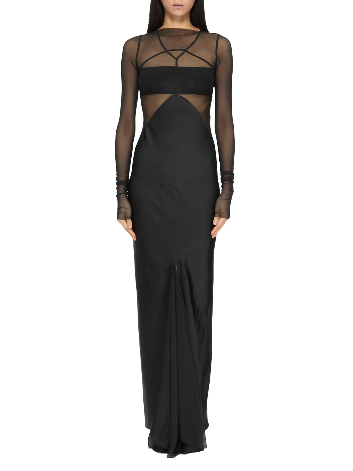 Women's Semi-Sheer Seamed Combo Gown Women's Semi-Sheer Seamed Combo Gown