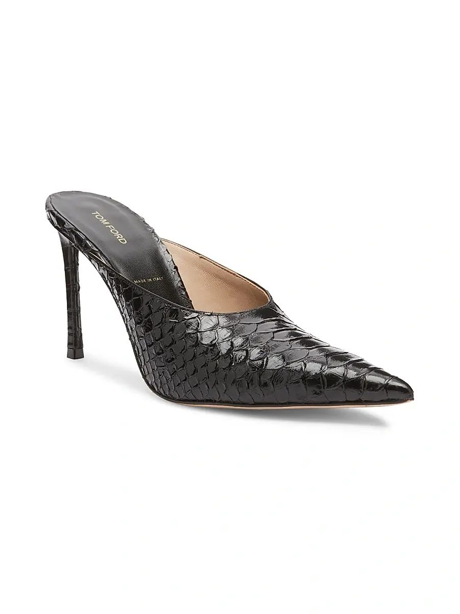 Tom Ford Women's 85MM Python-Embossed Leather Mules | Thumbnail 2