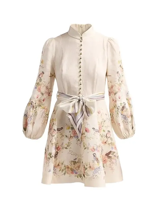Women's Valiant Floral Linen Button Mini Dress Women's Valiant Floral Linen Button Mini Dress