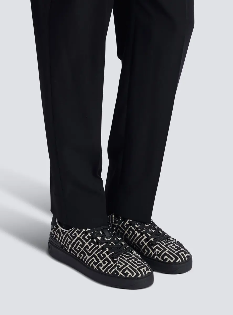 Balmain B-Court trainers in leather and Monogram jacquard | Thumbnail 2