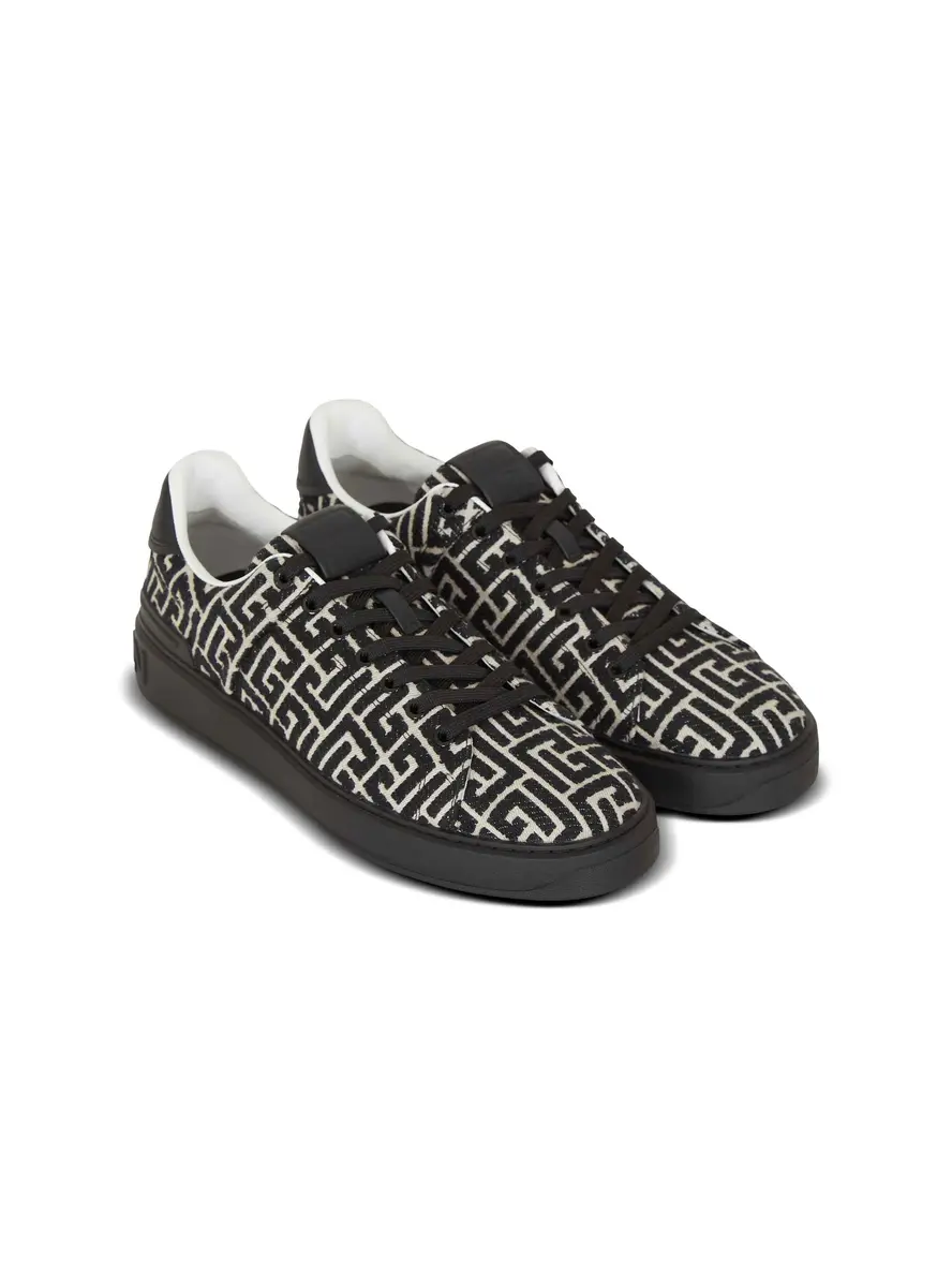 Balmain B-Court trainers in leather and Monogram jacquard | Thumbnail 3