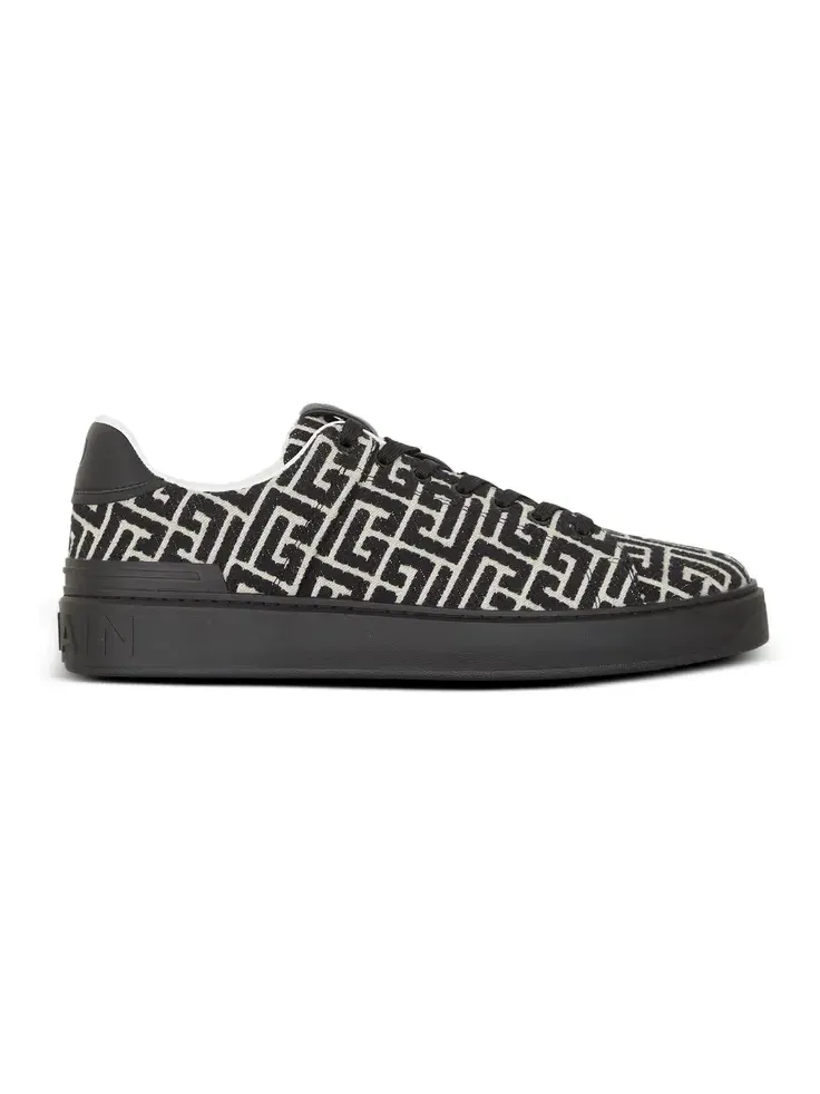 Balmain B-Court trainers in leather and Monogram jacquard