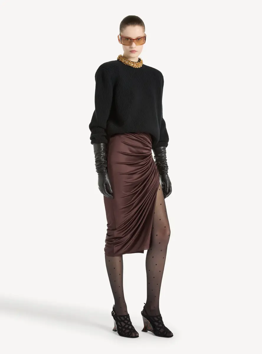 Balmain Flowing jersey midi skirt with slit | Thumbnail 2 Balmain Flowing jersey midi skirt with slit | Thumbnail 2