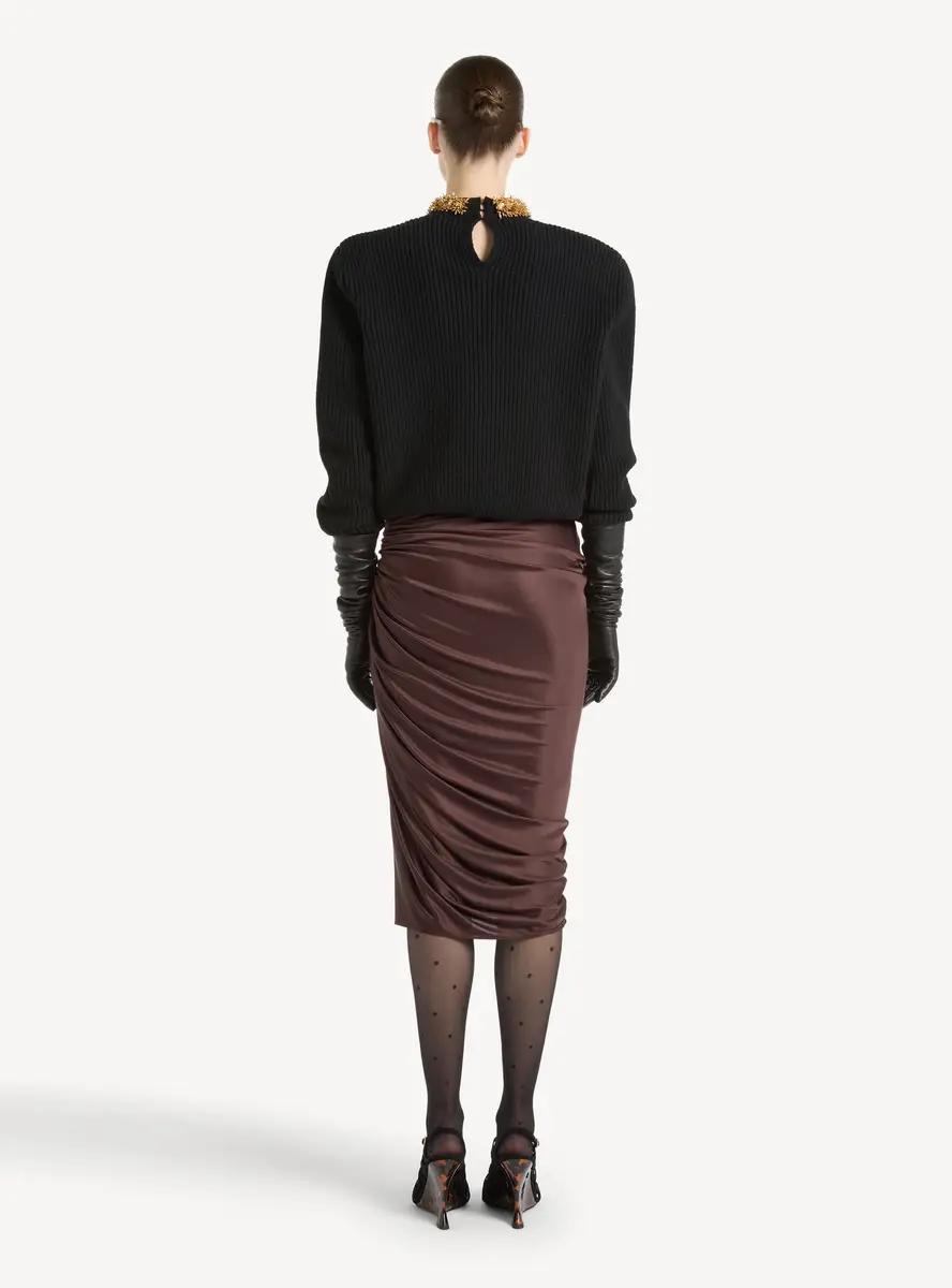 Balmain Flowing jersey midi skirt with slit | Thumbnail 3 Balmain Flowing jersey midi skirt with slit | Thumbnail 3