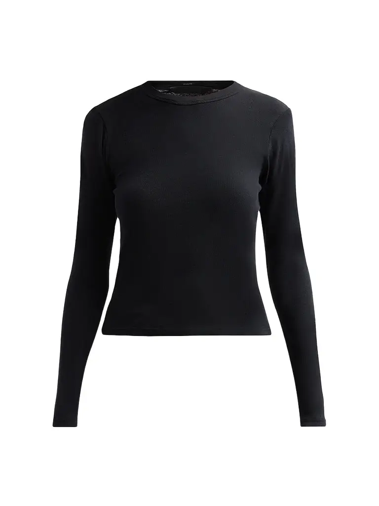 Mother Women's The Itty Bitty Long-Sleeve Crop T-Shirt - Black - Size XL | Image 1 Mother Women's The Itty Bitty Long-Sleeve Crop T-Shirt - Black - Size XL | Image 1