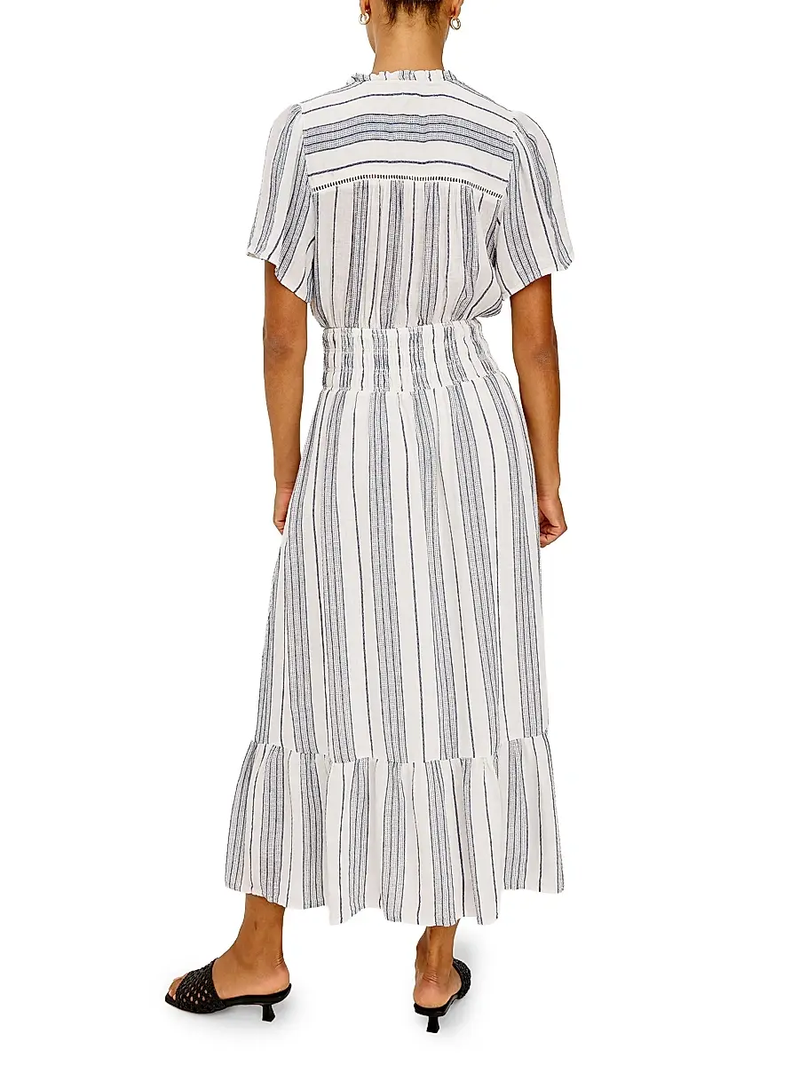 RAILS Women's Brent Linen-Blend Striped Midi-Dress | Thumbnail 4