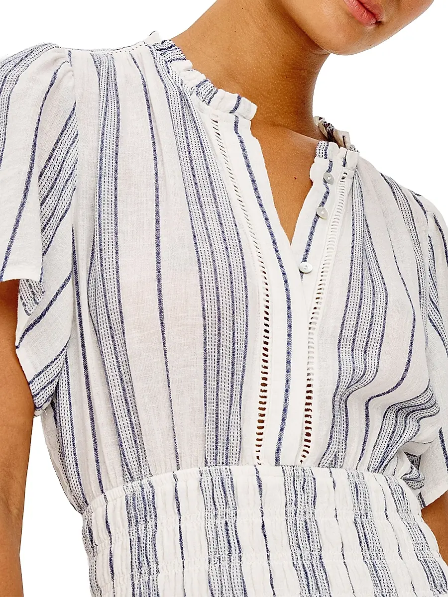 RAILS Women's Brent Linen-Blend Striped Midi-Dress | Thumbnail 6