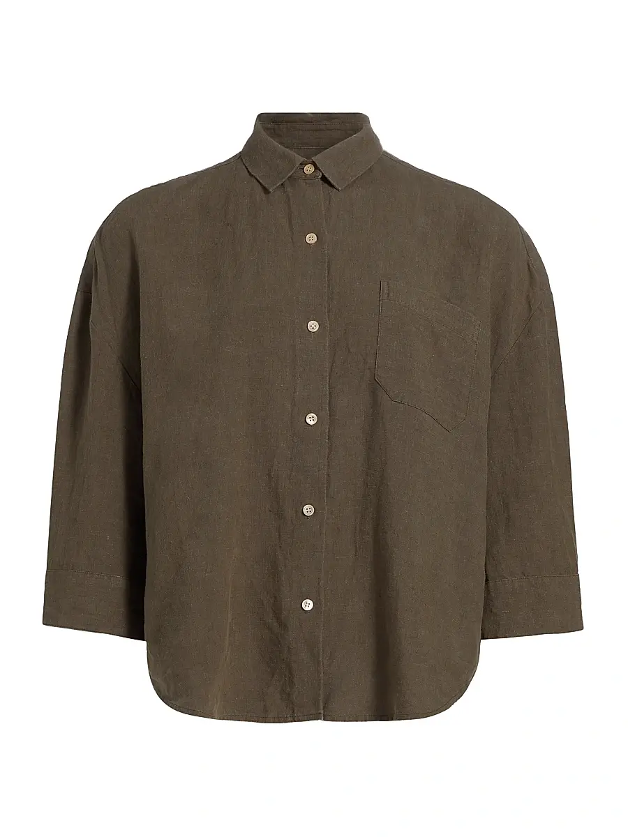 Jenni Kayne Women's Logan Linen Button-Front Shirt - Dark Moss | Image 1 Jenni Kayne Women's Logan Linen Button-Front Shirt - Dark Moss | Image 1