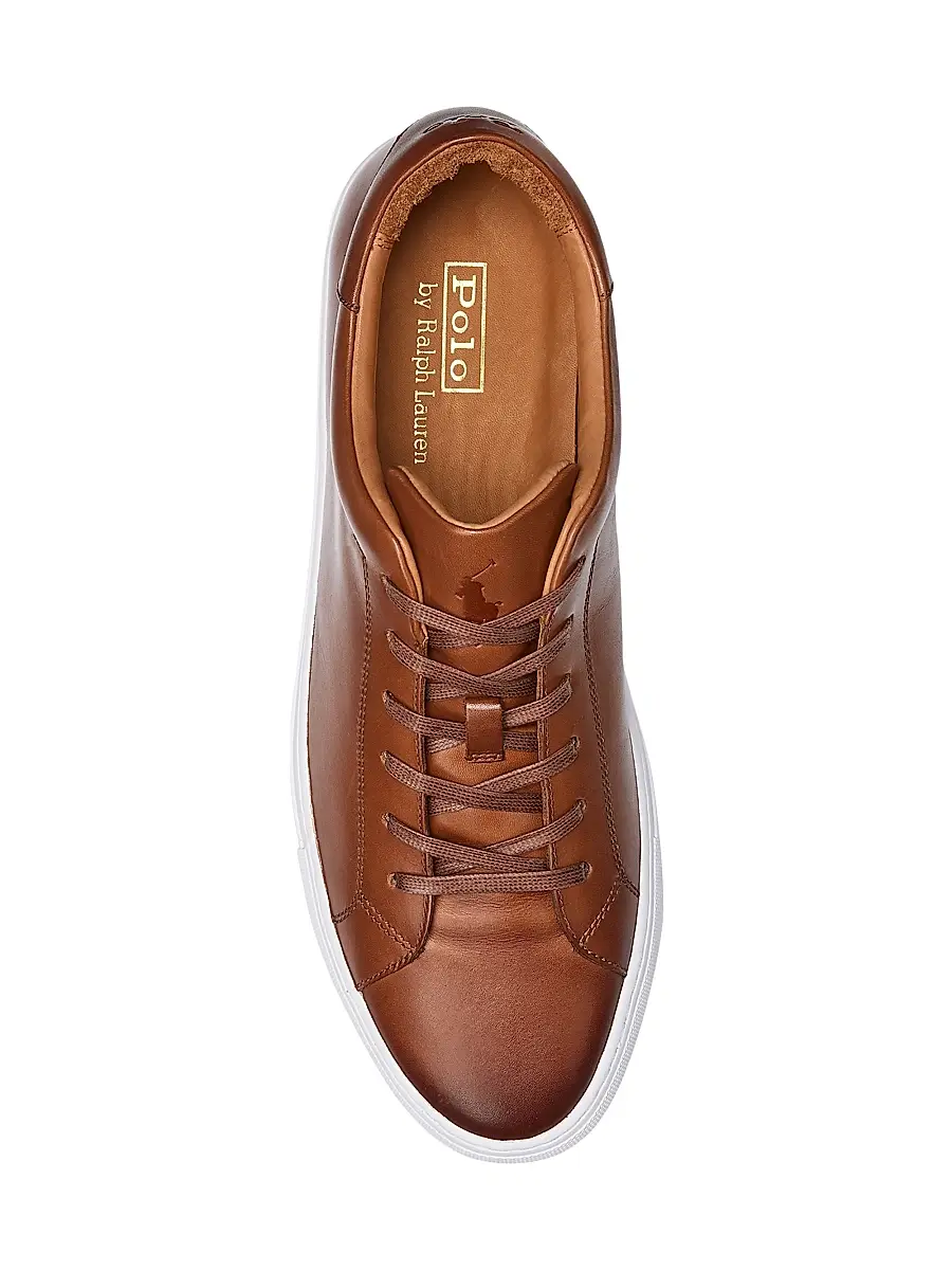 Polo Ralph Lauren Men's Jermain II Leather Low-Top Sneakers | Thumbnail 4 Polo Ralph Lauren Men's Jermain II Leather Low-Top Sneakers | Thumbnail 4