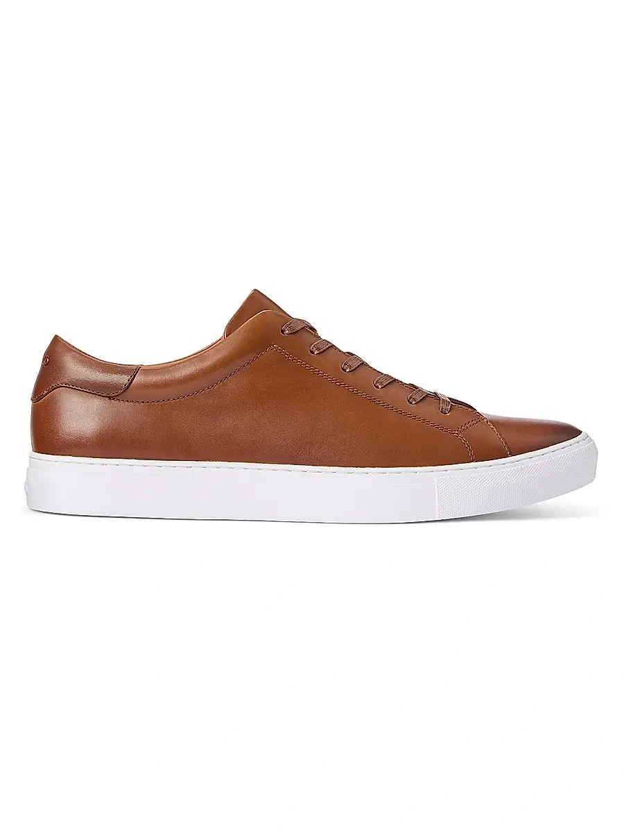 Polo Ralph Lauren Men's Jermain II Leather Low-Top Sneakers - Pale Russet | Image 1 Polo Ralph Lauren Men's Jermain II Leather Low-Top Sneakers - Pale Russet | Image 1