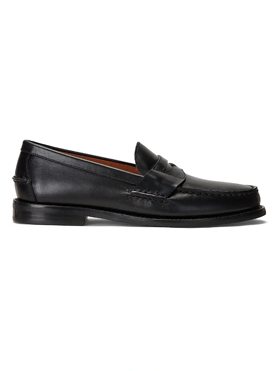 Polo Ralph Lauren Men's Alston Penny Full-Grain Loafers - Black | Image 1 Polo Ralph Lauren Men's Alston Penny Full-Grain Loafers - Black | Image 1