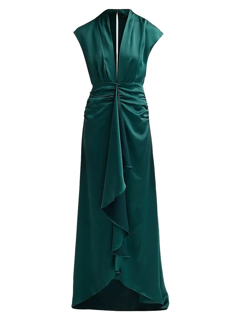 Ramy Brook Women's Catrin Waterfall Hi-Low Gown - Deep Emerald | Image 1 Ramy Brook Women's Catrin Waterfall Hi-Low Gown - Deep Emerald | Image 1