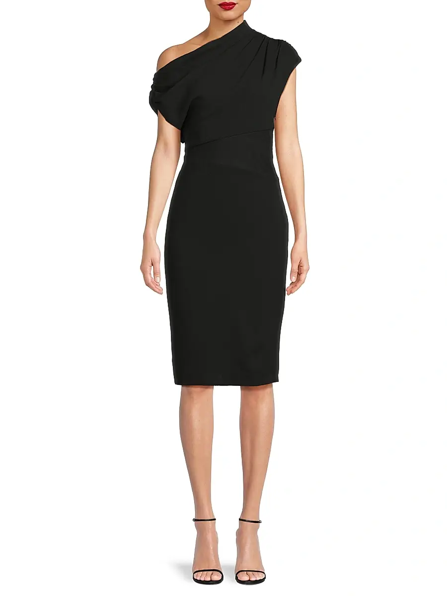 Aidan Mattox Women's Crepe Jersey One-Shoulder Midi-Dress | Thumbnail 3 Aidan Mattox Women's Crepe Jersey One-Shoulder Midi-Dress | Thumbnail 3