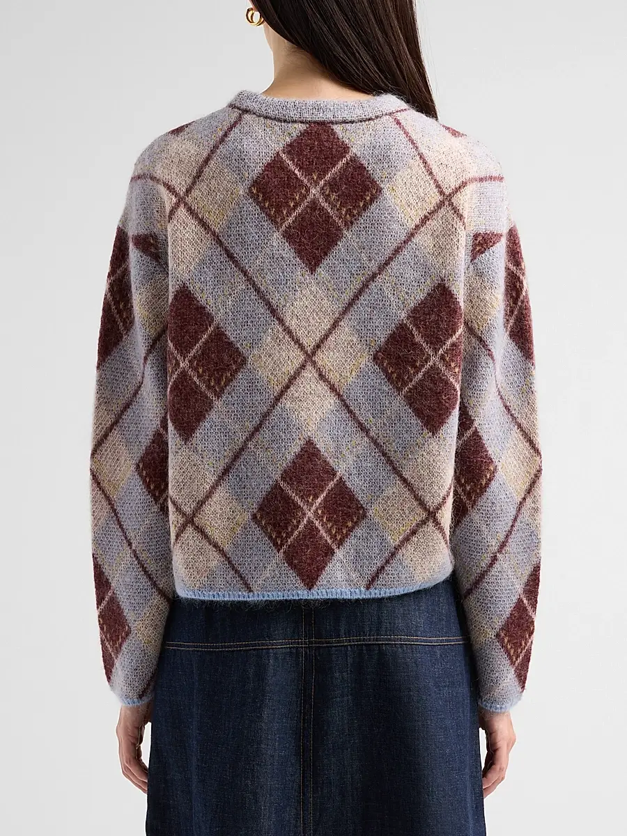 TANYA TAYLOR Women's Sybil Argyle-Inspired Crewneck Sweater | Thumbnail 3 TANYA TAYLOR Women's Sybil Argyle-Inspired Crewneck Sweater | Thumbnail 3