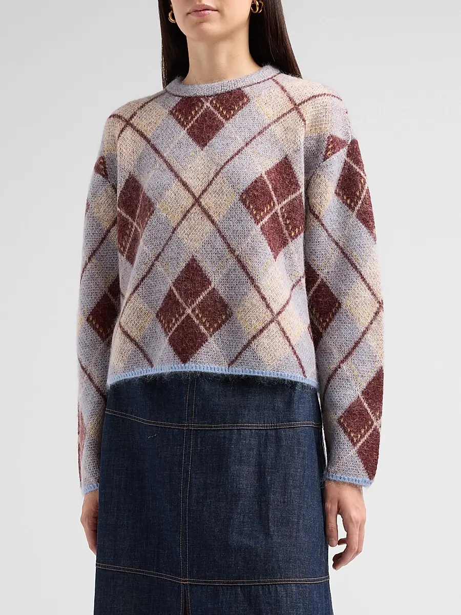 TANYA TAYLOR Women's Sybil Argyle-Inspired Crewneck Sweater | Thumbnail 4 TANYA TAYLOR Women's Sybil Argyle-Inspired Crewneck Sweater | Thumbnail 4