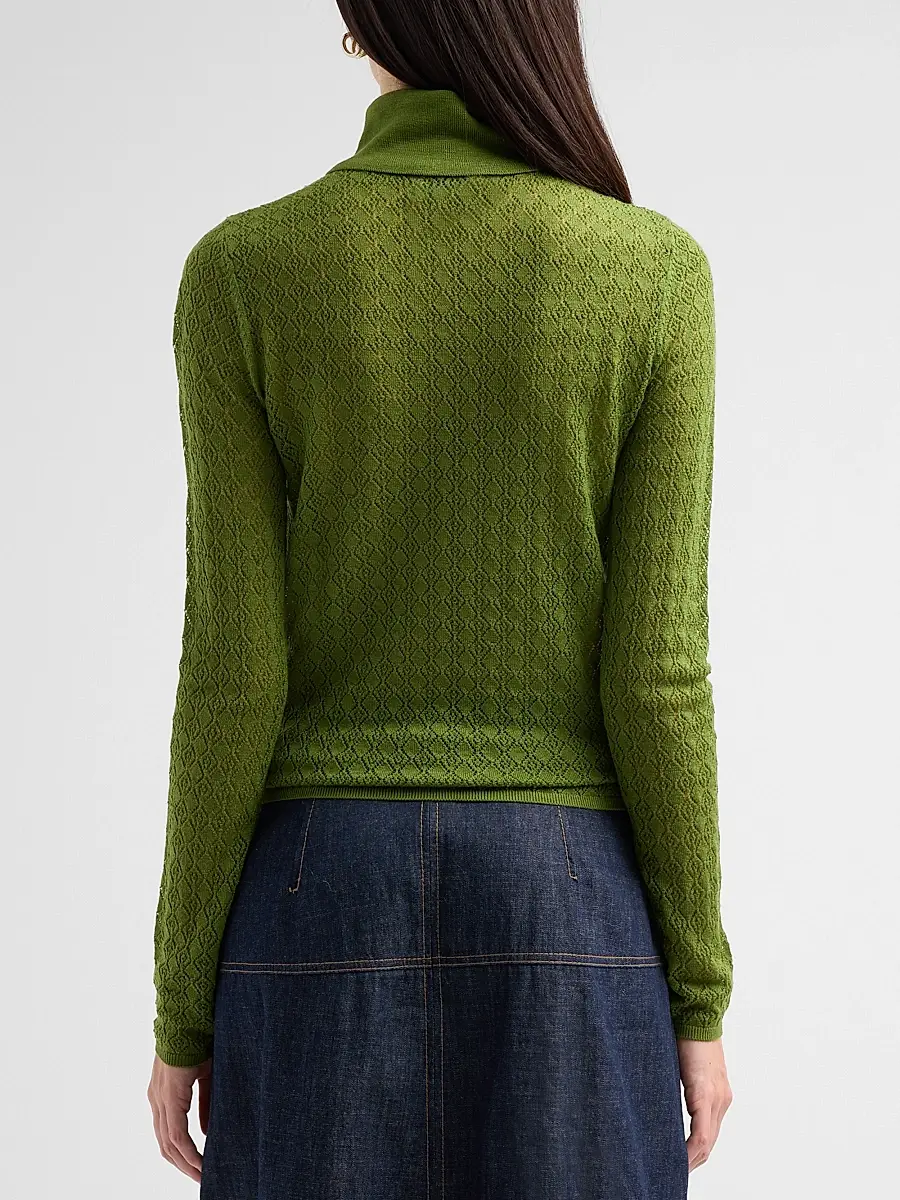 TANYA TAYLOR Women's Kayden Pointelle Merino-Wool Turtleneck Sweater | Thumbnail 3 TANYA TAYLOR Women's Kayden Pointelle Merino-Wool Turtleneck Sweater | Thumbnail 3