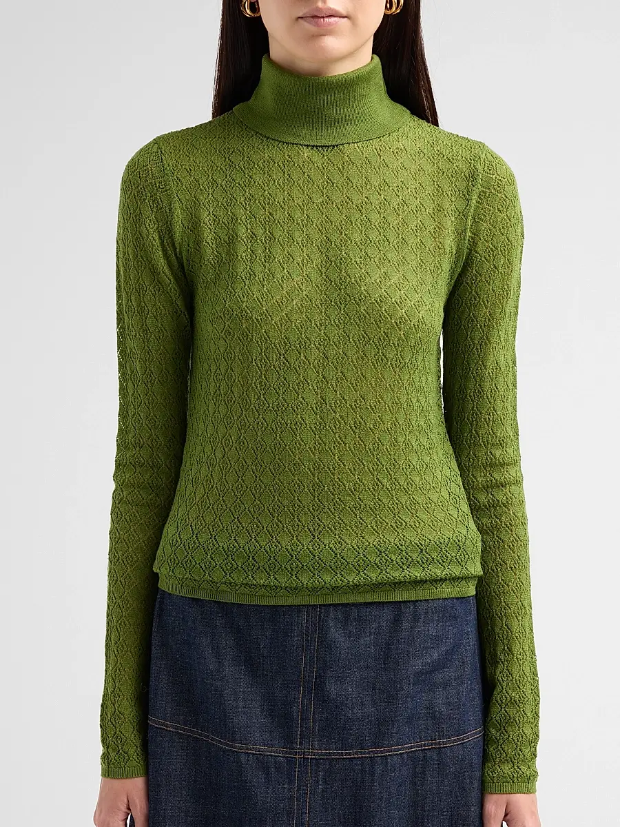 TANYA TAYLOR Women's Kayden Pointelle Merino-Wool Turtleneck Sweater | Thumbnail 5 TANYA TAYLOR Women's Kayden Pointelle Merino-Wool Turtleneck Sweater | Thumbnail 5