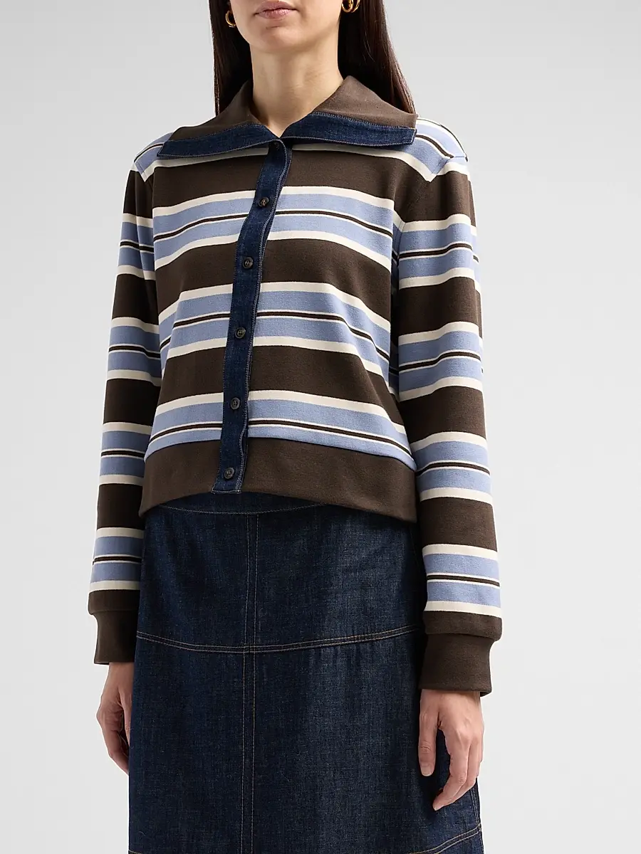 TANYA TAYLOR Women's Bronwyn Striped Stretch-Cotton Jacket | Thumbnail 4 TANYA TAYLOR Women's Bronwyn Striped Stretch-Cotton Jacket | Thumbnail 4