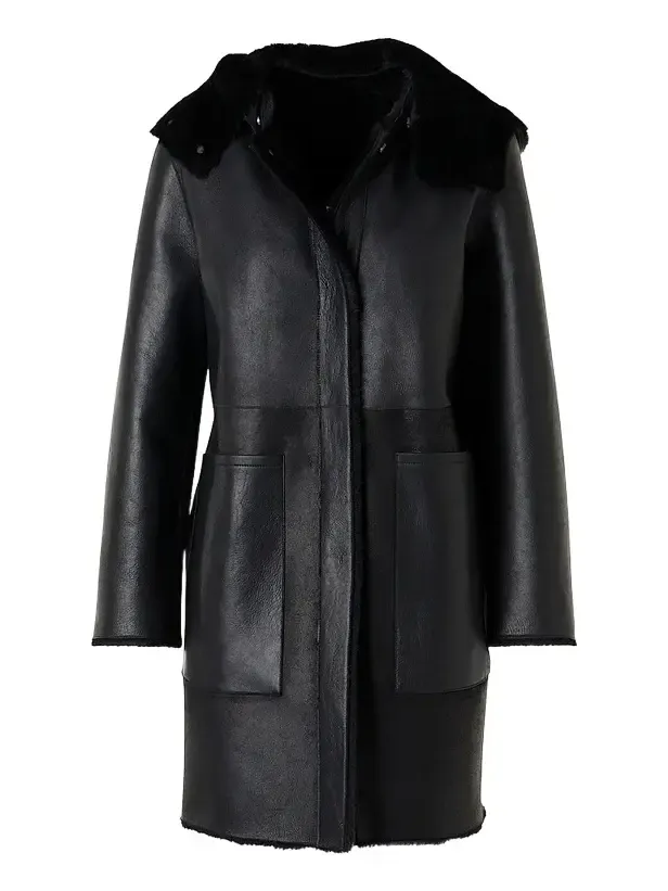 Akris Women's Oxana Leather & Shearling Reversible Hooded Coat