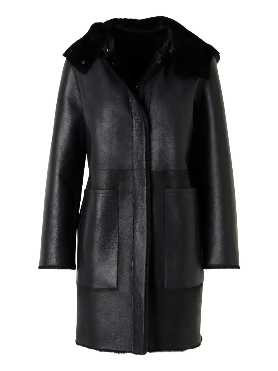 Women's Oxana Leather & Shearling Reversible Hooded Coat Women's Oxana Leather & Shearling Reversible Hooded Coat