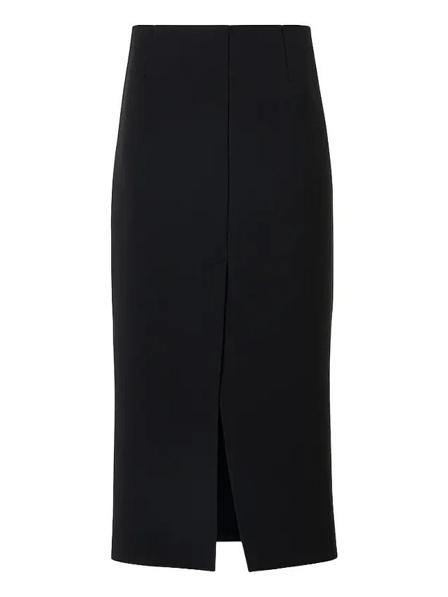 Women's Virgin Wool Slit Midi Skirt Women's Virgin Wool Slit Midi Skirt