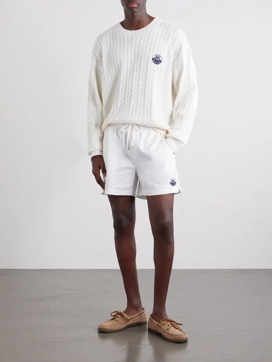Frame Straight-Leg Logo-Embroidered Cotton-Twill Drawstring Shorts - Men | Thumbnail 2 Frame Straight-Leg Logo-Embroidered Cotton-Twill Drawstring Shorts - Men | Thumbnail 2