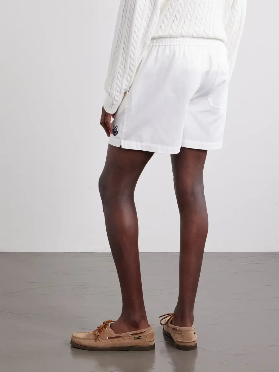 Frame Straight-Leg Logo-Embroidered Cotton-Twill Drawstring Shorts - Men | Thumbnail 4 Frame Straight-Leg Logo-Embroidered Cotton-Twill Drawstring Shorts - Men | Thumbnail 4