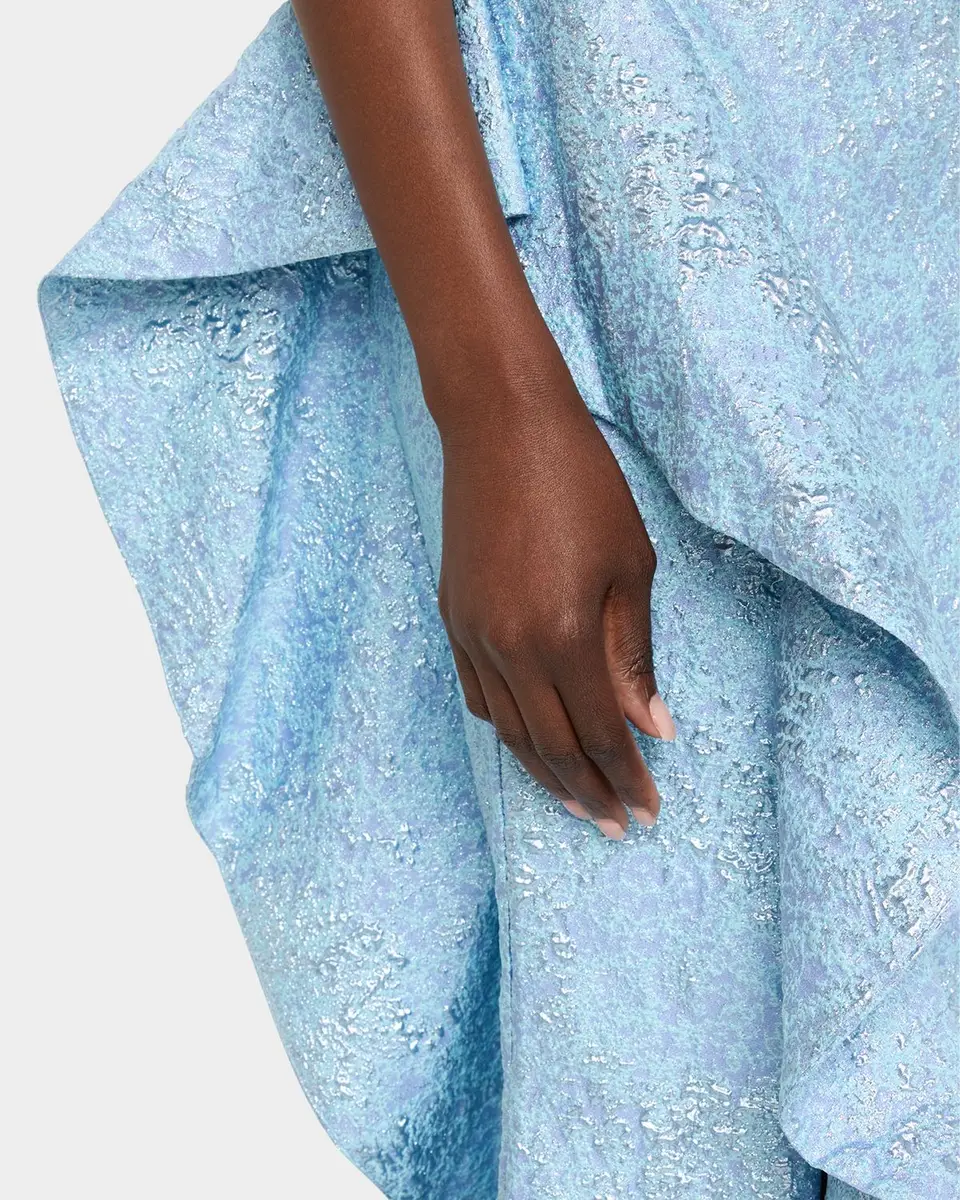 Rickie Freeman for Teri Jon One-Shoulder Jacquard Side-Ruffle Gown | Thumbnail 5 Rickie Freeman for Teri Jon One-Shoulder Jacquard Side-Ruffle Gown | Thumbnail 5