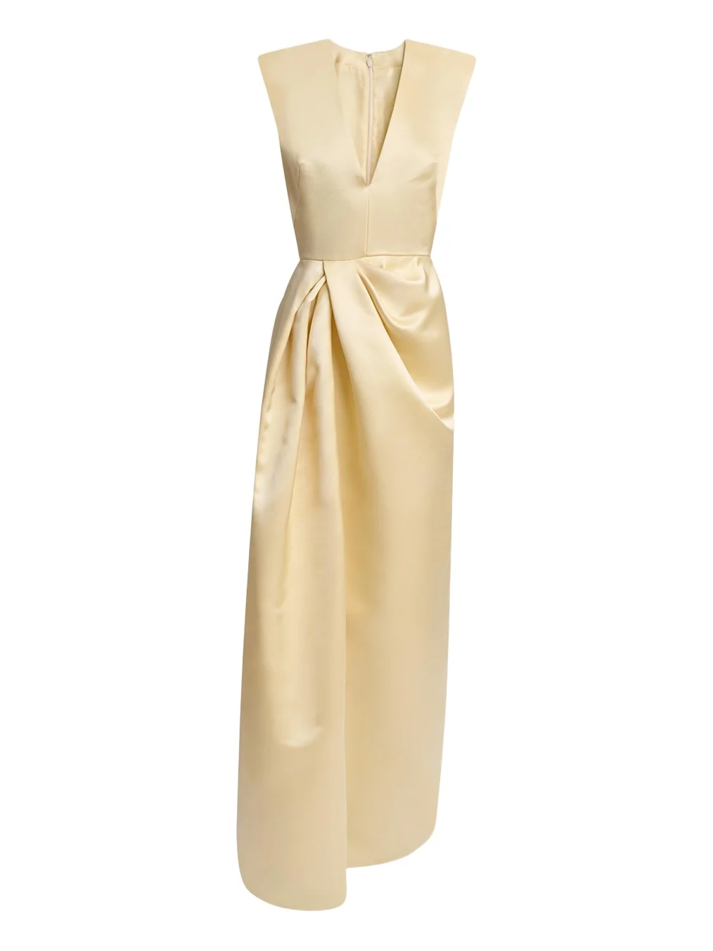Draped Silk Sleeveless Dress with Slit
