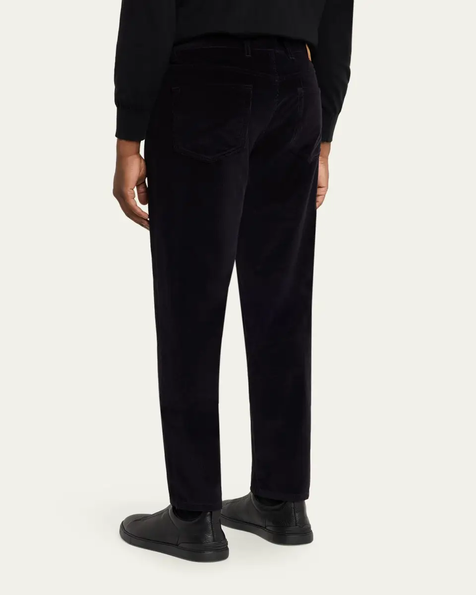 Zegna Men's Dark Gray Corduroy Straight-Leg Jeans | Thumbnail 3