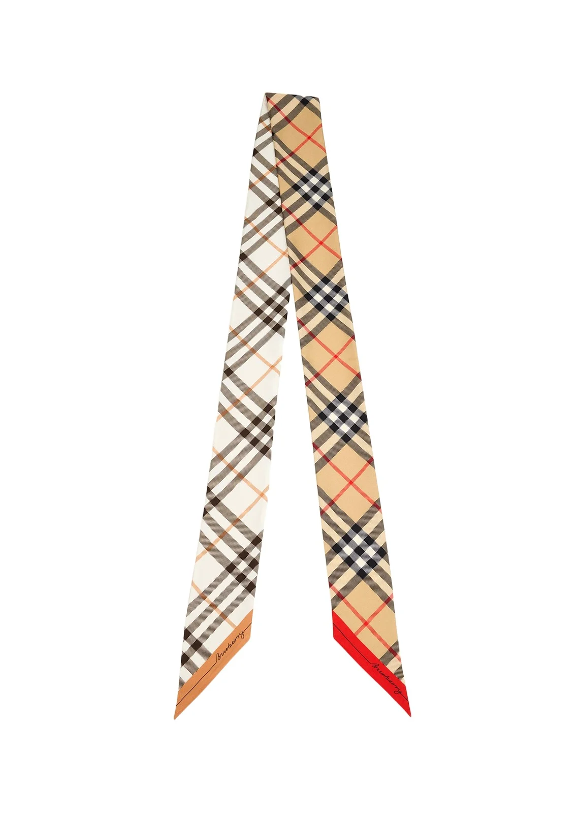 Skinny Contrast Check Silk Scarf Skinny Contrast Check Silk Scarf